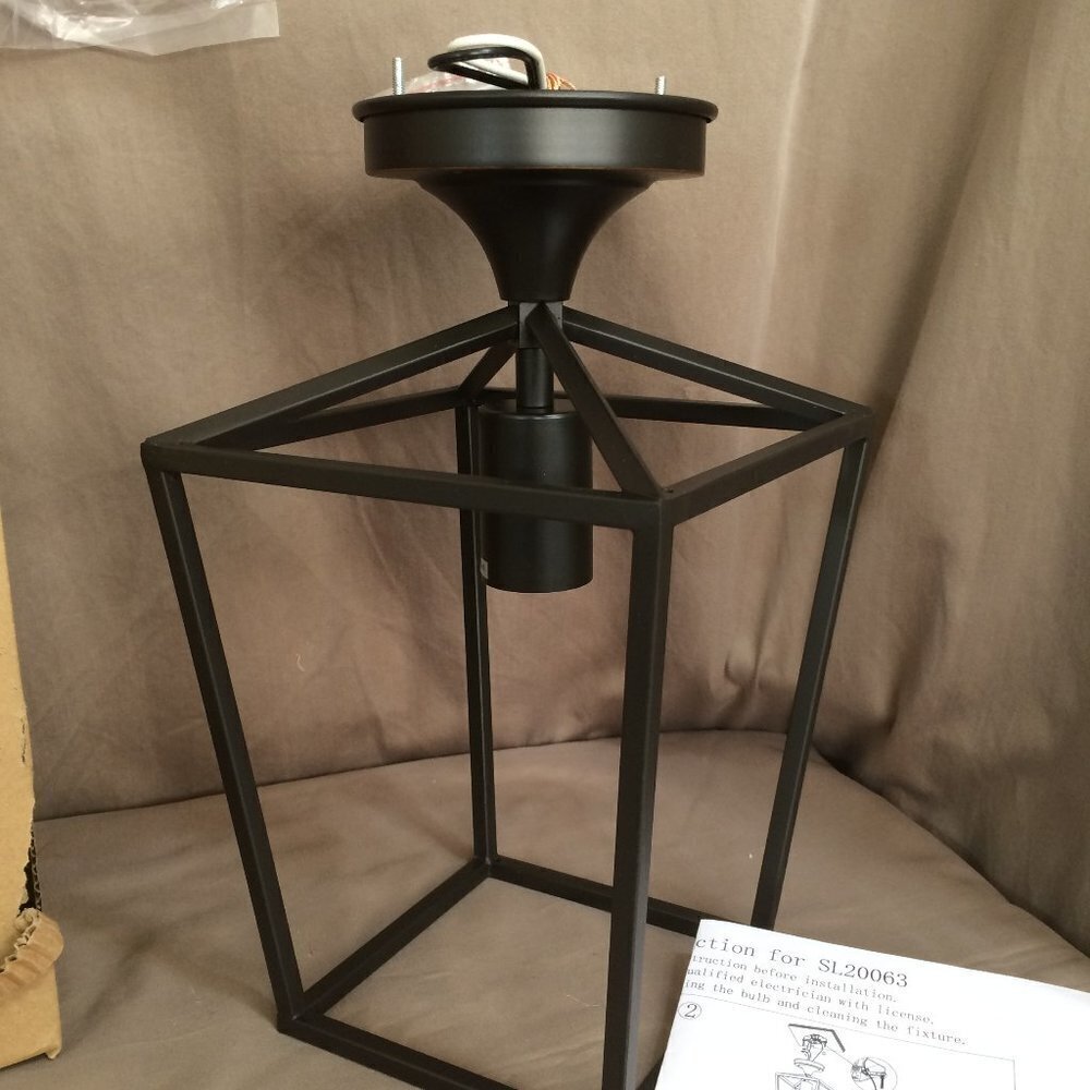 NEW Ceiling Fixture Industrial Black Metal Open Style Open Box